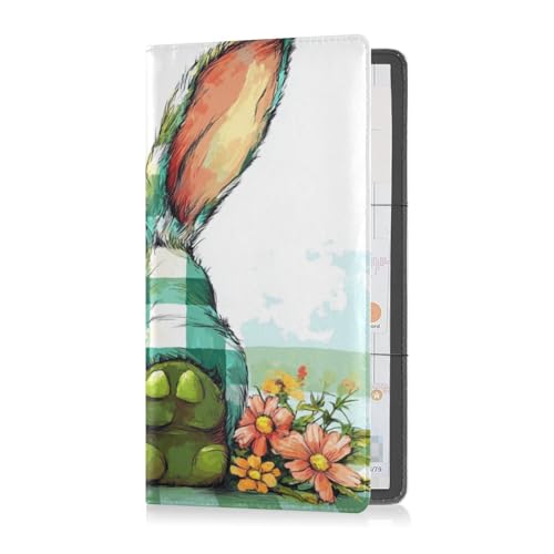 Leder Registrierung und Versicherung Kartenhalter Herren Damen LKW Zubehör für Ausweis, Führerschein, Schlüssel Kontaktinformationen Karten Büffel Plaid Häschen Ohr Fuß Blume Ostern, Buffalo Plaid von Caihoyu