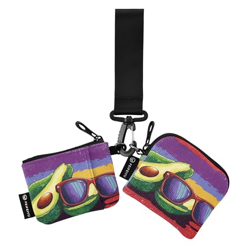 Mexikanischer Stil Cinco De Mayo Sonnenbrille Avocados Damen Münzgeldbörsen Kartenetuis Niedlich Mode Reißverschluss Armband Geldbörse mit Handgelenkschlaufe für Männer Frauen 2 Stück, Mehrfarbig von Caihoyu