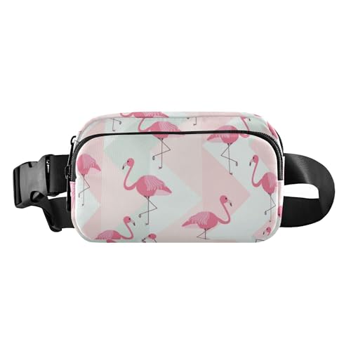 Modische Bauchtasche für Damen und Herren, Mini-Gürteltasche mit verstellbarem Riemen für Reisen, Urlaub, Laufen, Sommer, Flamingos, Sommer-Flamingos, Einheitsgröße, Casual von Caihoyu