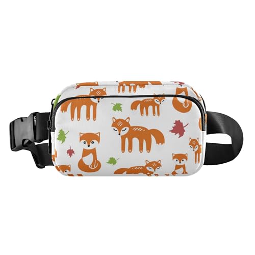 Modische Bauchtasche für Damen und Herren, kleine Schlinge, Brusttasche mit verstellbarem Gurt, für Workout, Laufen, Wandern, Fuchs, Tierwälder, Frohe Weihnachten, Fox Animal Forests Merry Christmas, von Caihoyu
