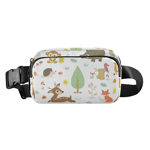 Modische Gürteltasche für Damen und Herren, große Kapazität, Laufgürteltasche, Hüfttasche mit verstellbarem Riemen für Radfahren, Wandern, Fitnessstudio, Wälder, Fuchsmuster, kindlicher Stil, von Caihoyu