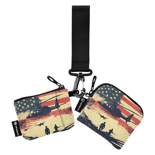 National Vietnam War Veterans Day A Helikopter Dual Wristlet Wallets for Women Cute Fashion ID Card Holders Protector with Zipper Pocket for Women Men 2 Pcs, Mehrfarbig, 4.13"(L) x 3.5"(W von Caihoyu