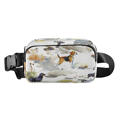 Niedliche Hüfttasche für Damen und Herren, große Kapazität, Bauchtasche mit verstellbarem Gurt für Radfahren, Wandern, Fitnessstudio, Jagd, Hunde und Enten, Jagdhunde und Enten, Einheitsgröße, Casual von Caihoyu