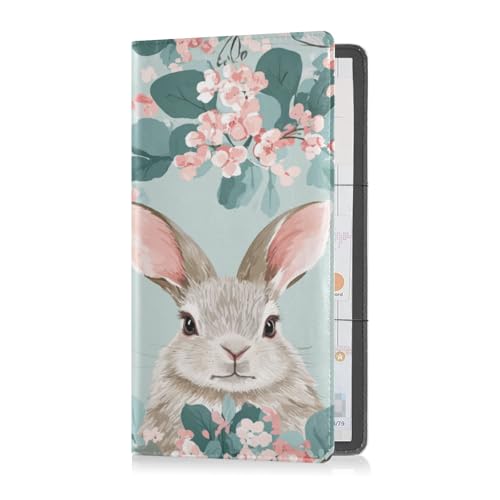 PU-Leder Auto Registrierung & Versicherung Kartenhalter Männer Frauen Auto Essentials für Führerschein, Karten & wichtige Dokumente Eukalyptus Kaninchen Bowknot Ostern, Eucalyptus Rabbit Bowknot von Caihoyu