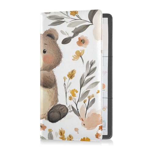 PU-Leder Auto Registrierung und Versicherung Kartenhalter Männer Frauen Auto Truck Comparment Zubehör Kartenetui, wesentliches Dokument Führerschein Cartoon Cute Bear von Caihoyu