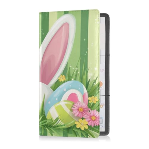 PU-Leder Auto Registrierung & Versicherung Kartenhalter Männer Frauen Brieftasche Zubehör Etui für Ausweis, Führerschein, Schlüssel Kontaktinformationen Karten Ostern Tag Hasenohren Fuß Blumen von Caihoyu