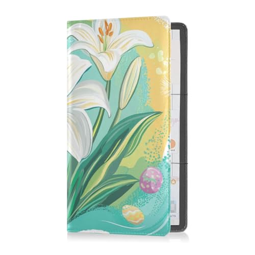 PU-Leder Auto-Registrierungsversicherung & Ausweishalter Herren Damen Dokumententasche für Führerschein, Karten & wichtige Dokumente Ostern Lilie Frohe Ostern, Osterlilie Happy Easter, 1 size von Caihoyu