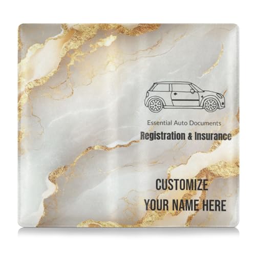 Personalisierbarer Kartenhalter aus PU-Leder, für Kfz-Registrierung und Versicherung, für Männer und Frauen, perfekte Auto-Essentials Geldbörse für Karten, wesentliches Dokument, Führerschein, Marmor von Caihoyu