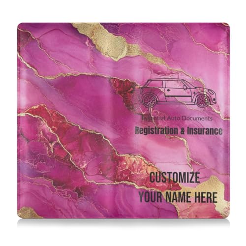 Personalisierbarer Premium-Leder-Kartenhalter für Registrierung und Versicherung, für Männer und Frauen, perfekte Auto-Essentials Brieftasche für Karten, wichtige Dokumente, Führerschein von Caihoyu