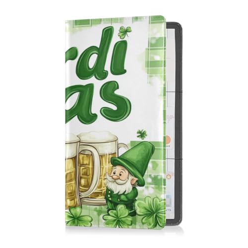 Premium Leder Auto Registrierung Versicherung & Ausweishalter Herren Damen Wesentliche Auto Brieftasche Hülle für Führerschein, Karten & wichtige Dokumente St. Patrick's Gnome, St.Patrick's Zwerg, 1 von Caihoyu