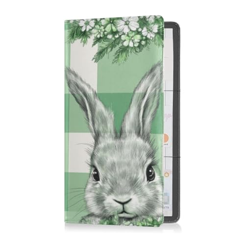 Premium Leder Auto Registrierung Versicherung & Ausweishalter Männer Frauen Auto Brieftasche Etui Organizer für Ausweis, Führerschein, Schlüssel Kontaktinformationskarten, Büffelkariert, Hasenohren, von Caihoyu