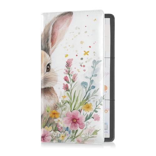 Premium Leder Auto Registrierung und Versicherung Kartenhalter Männer Frauen Auto LKW Komparment Zubehör Tasche für Fahrer Autobesitzer Anhänger Motorrad Boot Niedlich Kaninchen Blume Ostern, von Caihoyu