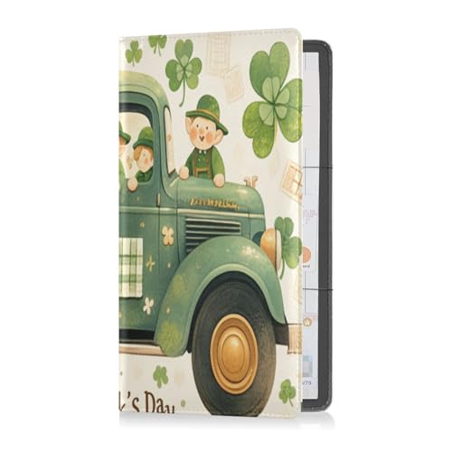 Premium Leder Auto Registrierung & Versicherung Kartenhalter Männer Frauen Essential Auto Wallet Case für wichtige Dokumente, Führerschein, Karten St. Patrick's Truck, St.Patrick's Truck, 1 size von Caihoyu