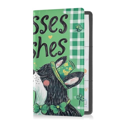 Premium Leder Auto Registrierung & Versicherung Kartenhalter Männer Frauen Essential Wallet Case für Dokumente, Karten, Führerschein St. Patrick's Dog Kisses Wishes, St.Patrick's Hund küsst Wünsche, 1 von Caihoyu