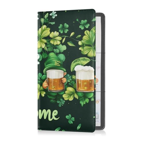 Premium Leder Auto Registrierung & Versicherung Kartenhalter Männer Frauen Essential Wallet Case für Dokumente, Karten, Führerschein St. Patrick's Gnom Willkommen, St.Patrick's Gnome Welcome, 1 size von Caihoyu