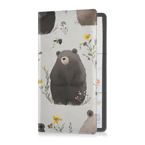 Premium Leder Auto Registrierung & Versicherung Kartenhalter Männer Frauen Essential Wallet Case für Fahrer Auto Besitzer Anhänger Motorrad Boot Cartoon Lustiger Bär von Caihoyu