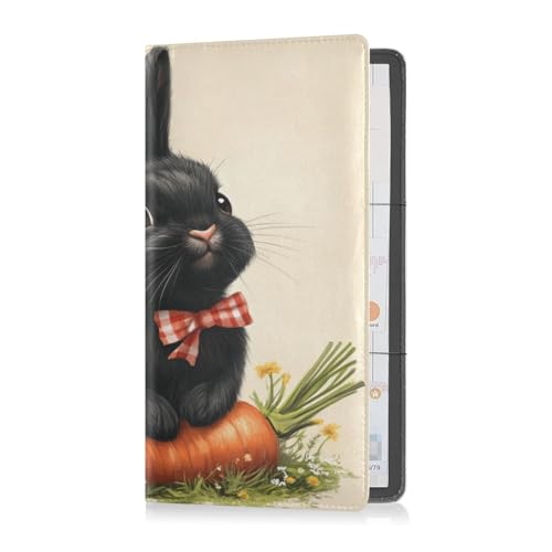 Premium Leder Auto Zulassung Versicherung & Ausweishalter Herren Damen Dokumententasche für jedes Auto, LKW, Motorrad, Anhänger oder Boot Büffel Plaid Bunny Karotte Ostern, Buffalo Plaid Bunny Karotte von Caihoyu