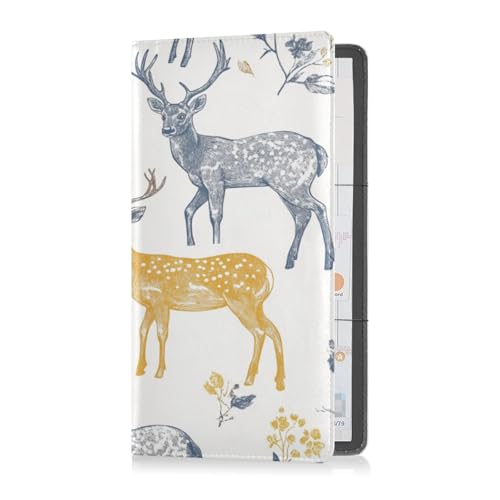 Premium Leder Registrierungs- und Versicherungskartenhalter Herren Damen Geldbörse Zubehör Tasche für Fahrer Auto Besitzer Anhänger Motorrad Boot Ästhetik Hirsch von Caihoyu