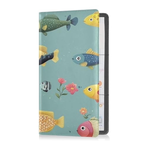 Premium-Leder-Registrierungs- und Versicherungskartenhalter für Männer und Frauen, unverzichtbare Auto-Brieftaschen-Hülle für Fahrer, Autobesitzer, Anhänger, Motorrad, Boot, Cartoon, süßer Fisch von Caihoyu