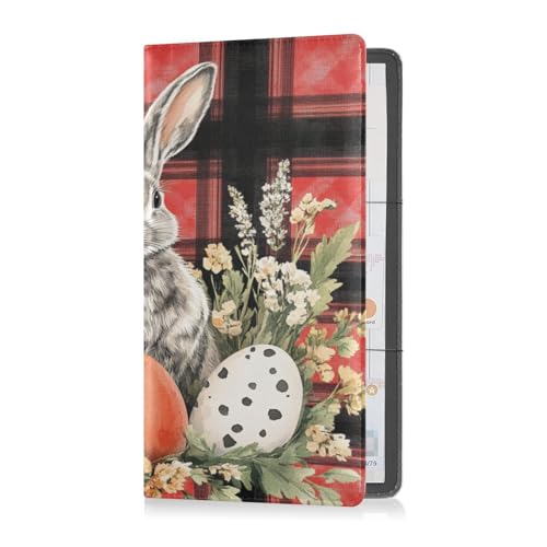 Pu Leather Auto Registration Insurance & ID Card Holder Men Women Essential Wallet Case for Essential Document, Driver License, Cards Easter Day Bunny Carrots Eucalyptus Watercolor Eggs, Osterhase von Caihoyu