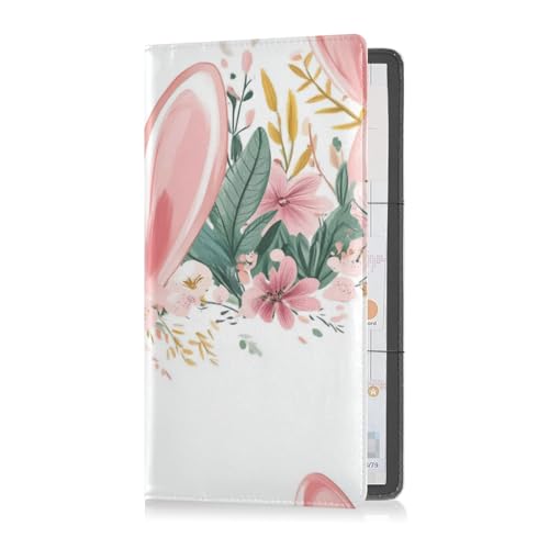 Pu Leder Auto Registrierung und Versicherung Kartenhalter Männer Frauen Unverzichtbar Auto Brieftasche Hülle für Dokumente, Karten, Führerschein Bunny Hasenohren Blumen Blätter Ostern, Hasenohren von Caihoyu