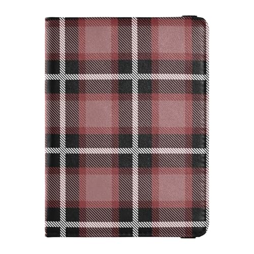 Reisepass- und Impfkarten-Etui, kariert, Büffelrot, Leder, Kombi, Reisedokumente, Brieftasche, Reisepasshülle für Damen und Herren, wasserdicht, Mehrfarbig, 1 size, Casual von Caihoyu