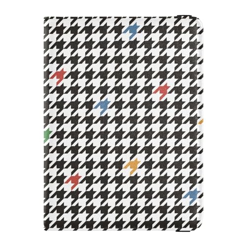 Reisepass- und Impfkartenhalter aus Schottlandleder, Hahnentrittmuster, schwarz, kariert, für Damen und Herren, wasserdicht, Mehrfarbig, 1 size, Casual von Caihoyu
