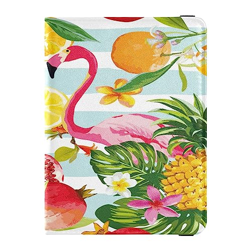 Reisepasshülle, Brieftasche, Kombination, PU-Leder, Ausweis, Impfkartenhalter, Brieftasche, Kartenschutz für Damen und Herren, tropische Früchte, Flamingo-Muster, Mehrfarbig, Einheitsgröße von Caihoyu