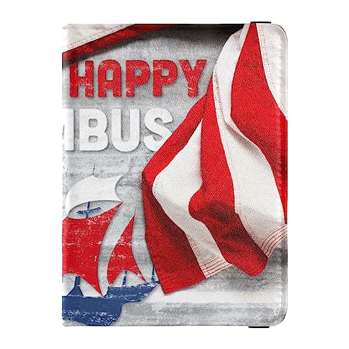 Reisepasshülle Brieftasche Combo PU-Leder Abzeichen ID Impfkartenhalter Brieftasche Kartenschutz für Frauen Männer Happy Columbus Day, Mehrfarbig, Einheitsgröße von Caihoyu