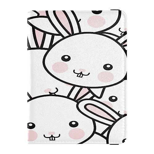 Reisepasshülle Brieftasche Combo PU Leder Badge ID Impfkartenhalter Brieftasche Kartenschutz für Damen Herren Cartoon Kaninchen, Mehrfarbig, Einheitsgröße von Caihoyu