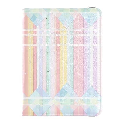 Reisepasshülle aus Leder, kariert, Pfirsichfarben, Weiß, Blau, Grün, Lila, Orange, Reisepasshülle mit RFID-Blockierung, für Damen und Herren, wasserdicht, Mehrfarbig, 1 size, Casual von Caihoyu