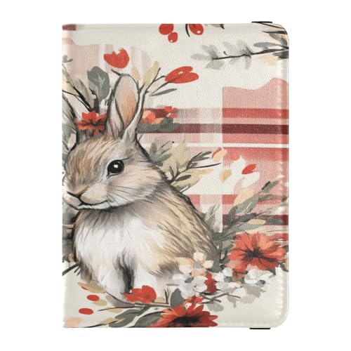 Reisepasshülle aus Leder, leicht, Schutzhülle für Damen und Herren, Familie, niedliches Reisepassbuch, Reiseutensilien, Büffelkariert, Häschen, Frohe Ostern, Buffalo Plaid Bunny Happy Easter, 1 size, von Caihoyu
