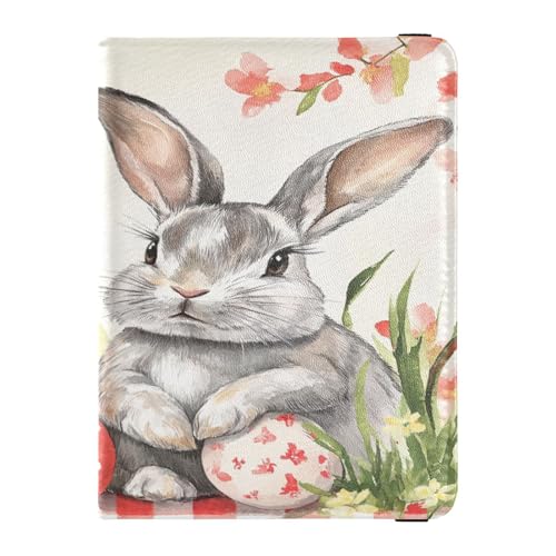 Reisepasshülle aus Leder, leicht, für Damen und Herren, niedliches Reisepassbuch, Reiseutensilien, Büffelkariert, Hase, Frohe Ostern, Buffalo Plaid Bunny Rabbits Happy Easter, 1 size, Casual von Caihoyu