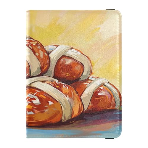 Reisepasshülle aus PU-Leder, leicht, Brieftasche, Reisepasshülle für Damen und Herren, Familienabzeichen, Ausweis, Impfkarte, Geldbörse, Reisen, Frohe Ostern, Hot Cross Buns, Happy Easter Hot Cross von Caihoyu