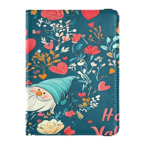 Reisepasshülle aus PU-Leder, ultradünn, Brieftasche, Reisepasshülle für Damen und Herren, Familienabzeichen, Ausweis, Impfausweis, Impfausweis, Brieftasche, Reisen, Blumen, Liebe, Herz, Zwerg, Happy von Caihoyu