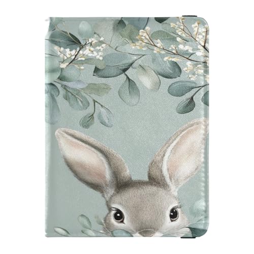 Reisepasshülle aus PU-Leder, ultradünn, Kartenhalter, Reisepasshülle für Damen und Herren, niedliches Reisepassbuch, Reisen, Eukalyptus, Kaninchen, Schleife, Ostern, Eucalyptus Rabbit Bowknot Ostern, von Caihoyu