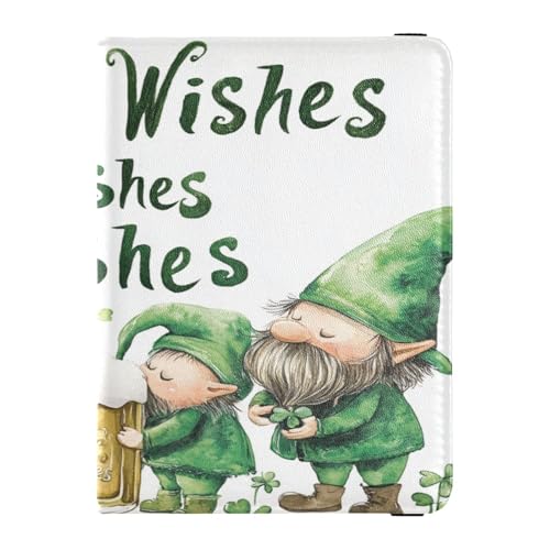 Reisepasshülle aus PU-Leder, ultradünn, für Damen und Herren, Ausweis, Impfausweis, Impfausweis, Brieftasche, Reisen, St. Patrick's Gnom, Kisses Wishes, St.Patrick's Gnom küsst Wünsche, 1 size, Casual von Caihoyu
