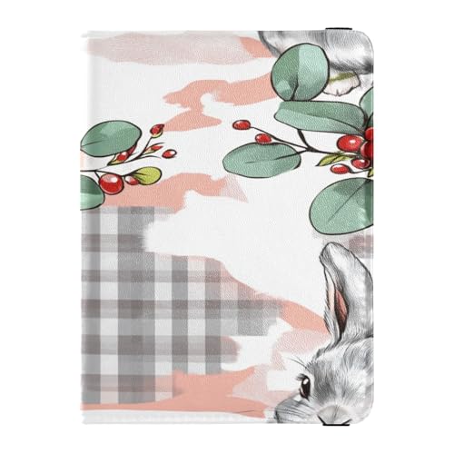 Reisepasshülle aus PU-Leder, ultradünn, für Damen und Herren, niedliches Reisepassbuch, Reiseutensilien, Büffelkariert, Kaninchen, Eukalyptus, Ostern, Buffalo Plaid Hase Eukalyptus Ostern, 1 size, von Caihoyu