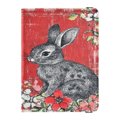 Reisepasshülle aus PU-Leder, wasserdicht, für Damen und Herren, Abzeichen, Ausweis, Impfkartenhalter, Geldbörse, Reiseutensilien, Büffelkariert, Hasen, Frohe Ostern, Buffalo Plaid Bunny Rabbits Happy von Caihoyu