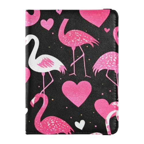Reisepasshülle aus PU-Leder, wasserdicht, für Damen und Herren, Familienabzeichen, Ausweis, Impfkartenhalter, Geldbörse, Reiseutensilien, Happy Valentine's Day, Flamingo, Happy Valentine's Day von Caihoyu