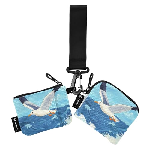 Seagull Flying Damen Münzgeldbörse Kartenhalter Dünn Flach Reißverschluss Bargeld Münzbörse mit Handgelenkschlaufe für Männer Frauen 2 Packungen, Mehrfarbig, 4.13"(L) x 3.5"(W), Reisezubehör von Caihoyu