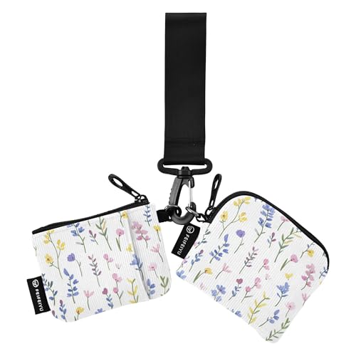 Spring Little Flowers Damen Geldbörsen Kartenetuis Slim Abnehmbare Kleingeldbörse Geldbörse Geldbörse mit Handgelenkschlaufe für Damen Mädchen 2 Packungen, Mehrfarbig, 4.13"(L) x 3.5"(W), Reisezubehör von Caihoyu