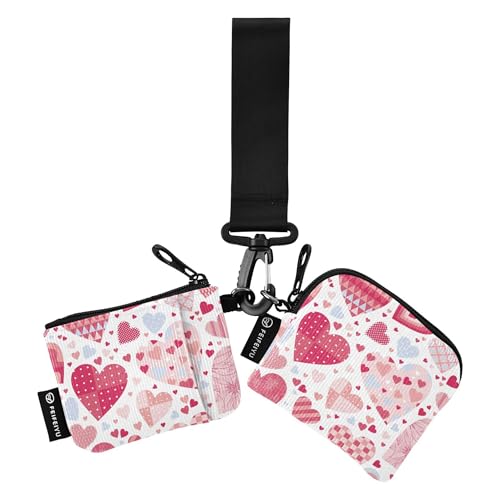 Süße Herzen rosa Licht glücklich Valentinstag Geldbörsen Kartenhalter große Kapazität Geldbörse Brieftasche Geldbörse mit Schlüsselanhänger für Frauen Männer 2 Stück, 4.13"(L) x 3.5"(W), von Caihoyu