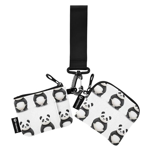 Sweet Panda White_3 Damen Kleingeldbörse Kartenetuis Große Kapazität Kartenetui Geld Organizer mit Schlüsselanhänger für Arbeit Reisen 2 Stück, Mehrfarbig, 4.13"(L) x 3.5"(W), Reisezubehör von Caihoyu