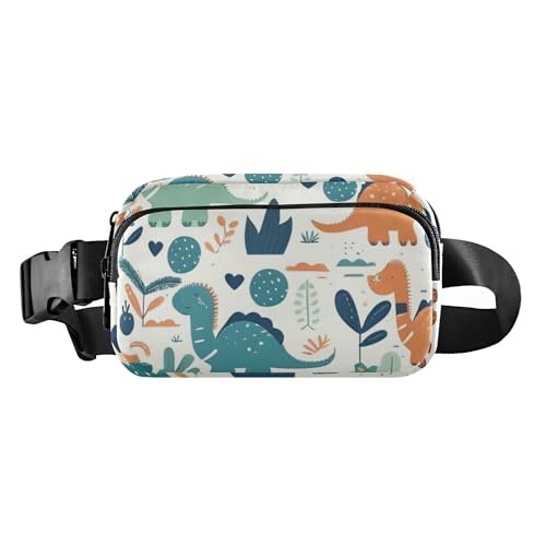 Trendige Bauchtasche für Damen, Herren, Teenager, Mehrzweck-Tragetasche, Brusttasche mit verstellbarem Gurt, für Reisen, Urlaub, Laufen, Dinosaurier und Pflanzen, Dinosaurier und Pflanzen, von Caihoyu