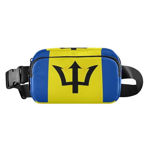 Trendige Bauchtasche für Damen und Herren, Mini-Gürteltasche, Reisebrieftasche mit verstellbarem Riemen für Radfahren, Wandern, Fitnessstudio, Barbados-Flagge, Barbados-Flagge, Einheitsgröße, Casual von Caihoyu
