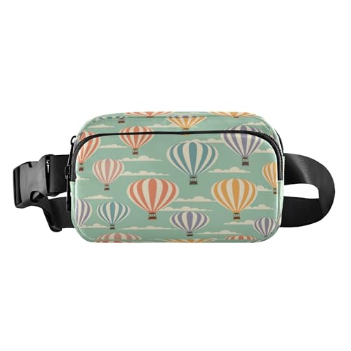 Trendige Gürteltasche für Damen und Herren, kleine Gürteltasche mit Reißverschluss, mit verstellbarem Riemen für Reisen, Laufen, Wandern, Retro, Reiseballons, Retro-Reiseballons, Einheitsgröße, Casual von Caihoyu