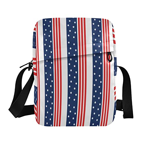 Umhängetasche mit USA-Flagge, klein, lässig, Umhängetasche, Handtasche, Handytasche, Geldbörse für Damen, Herren, Kinder, Mehrfarbig01, Einheitsgröße von Caihoyu