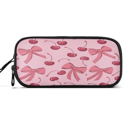 Caikeny Federmäppchen mit rosa Schleife, Kirschrot, Stifteetui, großes Fassungsvermögen, Stifteetui mit Reißverschluss, Kosmetik-Organizer für Kinder, Teenager, Erwachsene von Caikeny