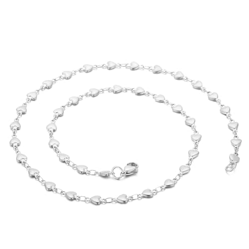 Caimeytie Damen Edelstahl Kette Halskette, herzförmige Halskette, mit drei Farben zur Auswahl: Damen Geschenk, Muttertagsgeschenk (Stahlfarbe) von Caimeytie